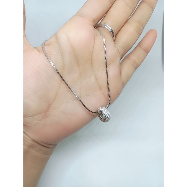 kalung kasandra ukir + liontin roda corr full mp/ kalung perak asli silver925 lapis emas