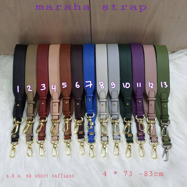 bag strap adjustable MK Short saffiano PU leather 73 83cm tali tas pendek strap tas sha