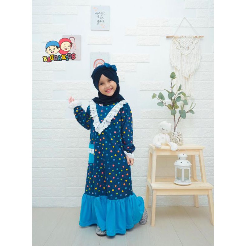 Gamis Anak Perempuan Remaja Tanggung Terbaru 2022 Nyaman Branded Premium Syari Bahan Kaos Raggakids RG 50