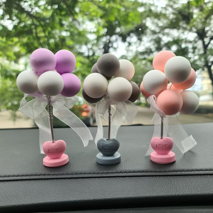 Pajangan Dashboard Motif Pita Love Balon | Hiasan Dekorasi Mobil Car Balloon