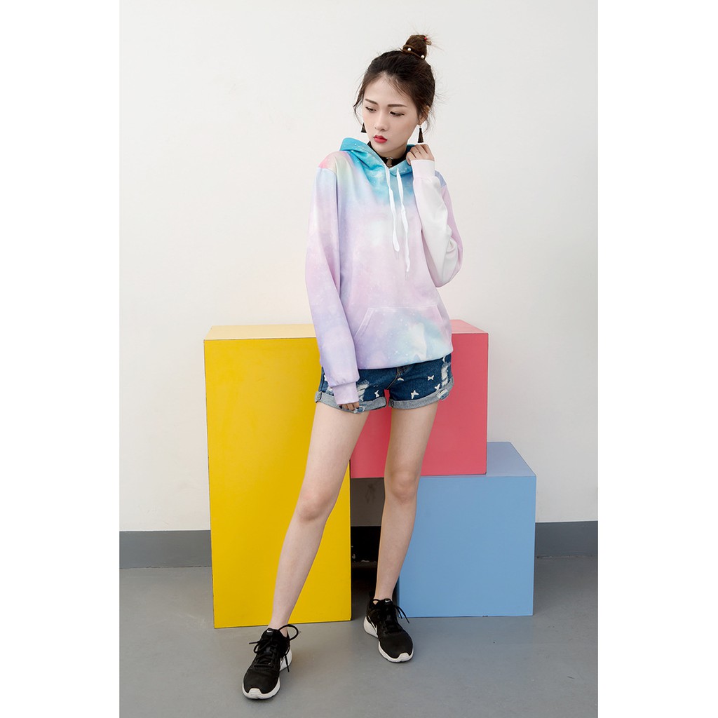 KJA-32 hoodie unisex pria wanita full print high quality import korea jepang katun cotton galaxy