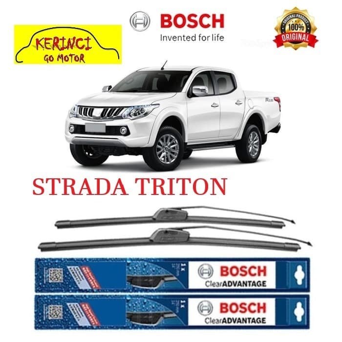 WIPER BOSCH CLEAR ADVANTAGE STRADA TRITON 21&quot; &amp; 19&quot; SEPASANG WIPER