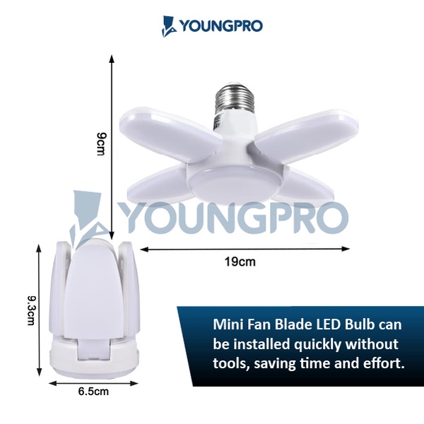 (Garansi 12 Bulan) YOUNGPRO YFB30W - Lampu Kipas MINI BLADE FAN LED BULB 30W Kado Natal Hadiah Unik Tukar kado