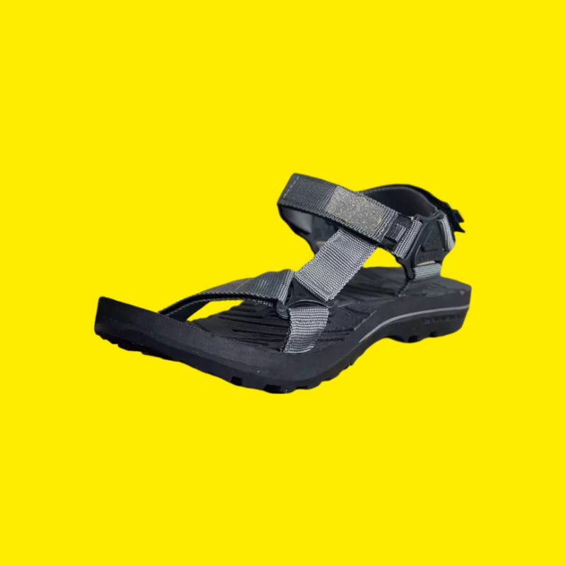 SANDAL GUNUNG PRIA - SENDAL SLIDE BLACK ON GREY