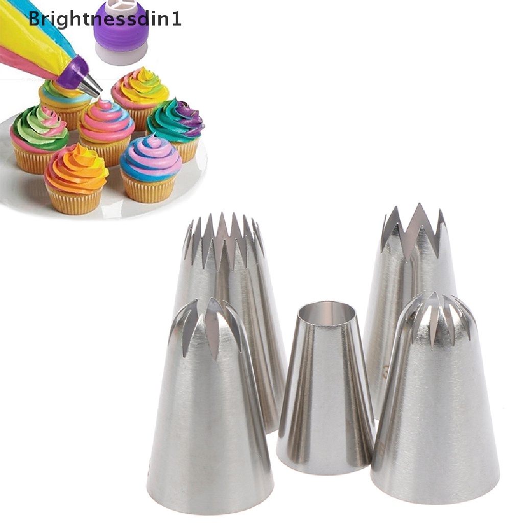 5 Pcs / Set Alat Nozzle Icing Piping Krim Kue Rusia Ukuran Besar 1 In 1