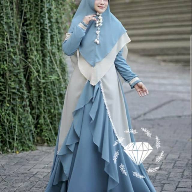 SET GAMIS SYARI BAJU MUSLIMAH PESTA MEWAH BROKAT BRUKAT 3D BUSUI JUMBO KHIMAR CERUTY PET ANTEM ORI