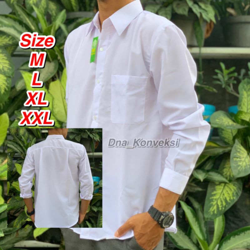 KEMEJA PUTIH POLOS LENGAN PANJANG size XXL XL L M Pria / Wanita