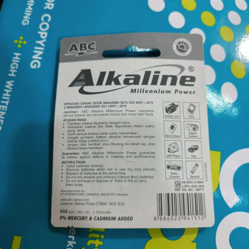 paket batre ABC alkalin AAA isi 2 pcs ABC Alkaline A3 isi 2 biji murah batre remot batre tv,AC dll