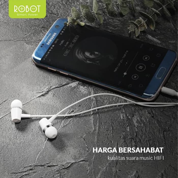 ROBOT Headset Earphone RE201 - Garansi Resmi 1 Tahun - Putih