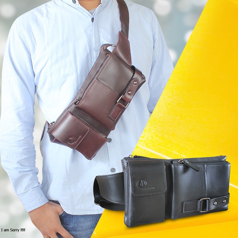Tas Selempang Pria / Tas Selempang Slempang Salempang Pinggang Kecil Slingbag Waistbag Kulit Asli Pr