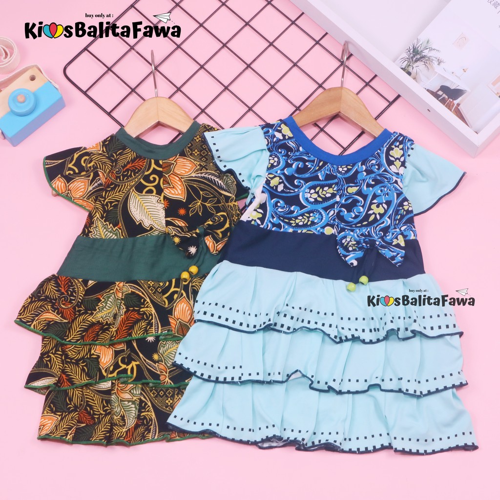 Dress Nayla uk 1-2 Tahun / Dres Anak Perempuan Cewek Baju Motif Murah Casual Pesta Kensi