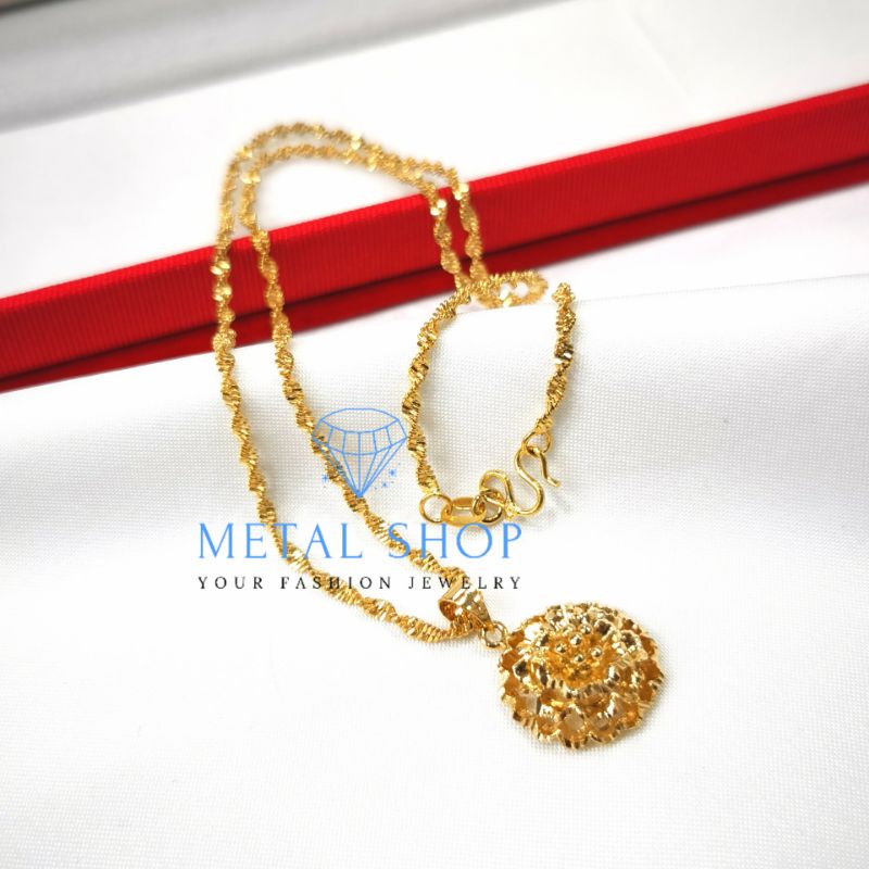 MS - Kalung Rhodium Wanita Motif Kembang