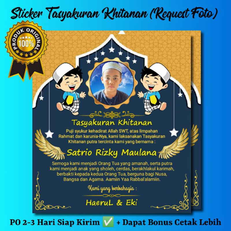 Jual Stiker Tasyakuran Khitanan (Gratis Bonus Cetak Lebih) - Stiker ...