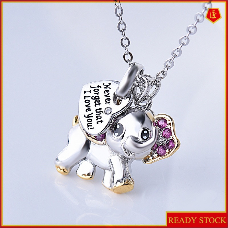 [Ready Stock]Fashion Love Heart-Shaped Animal Elephant Pendant Necklace