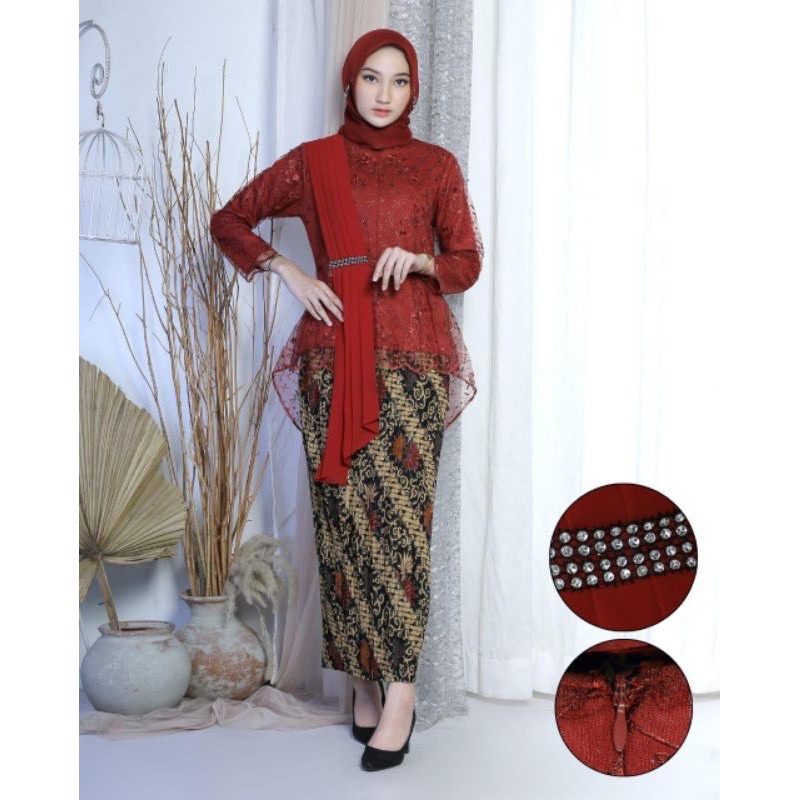 (COD)STELAN KEBAYA TUNIK TULLE BLOUSE AMALIA KEBAYA KONDANGAN AKAD Nikah-5