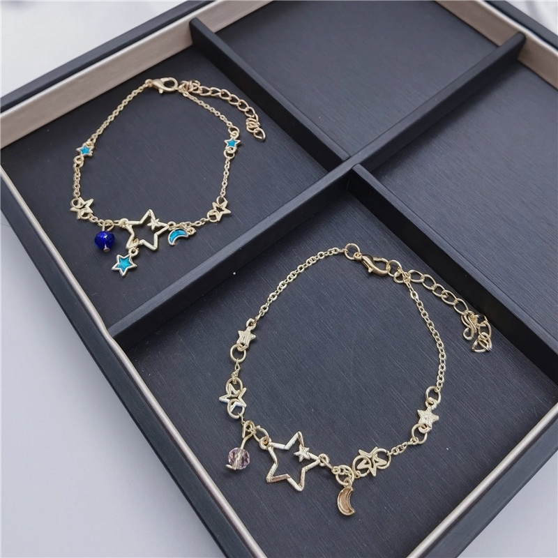 【Ready Stock】✨Gelang Dengan Anti karat Dan Anti Luntur COD Liontin Bentuk Bintang Dan Bulan Gaya Korea Untuk Aksesoris Wanita Fashion Murah 2022 Terbaru