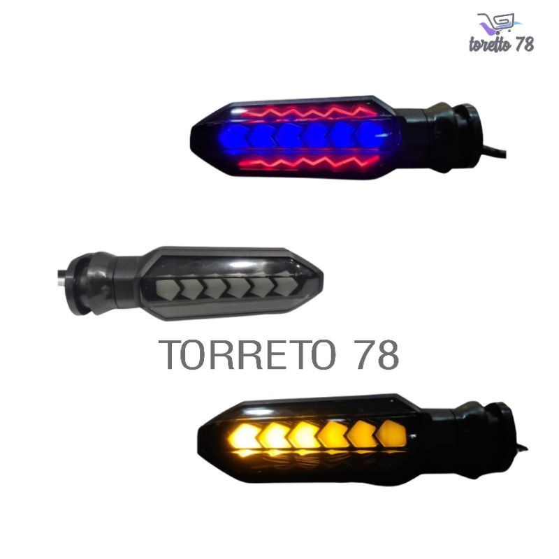 Lampu Sein den Led Running T5510 Depan Belakang 2in1 model lidi Cb Universal Semua