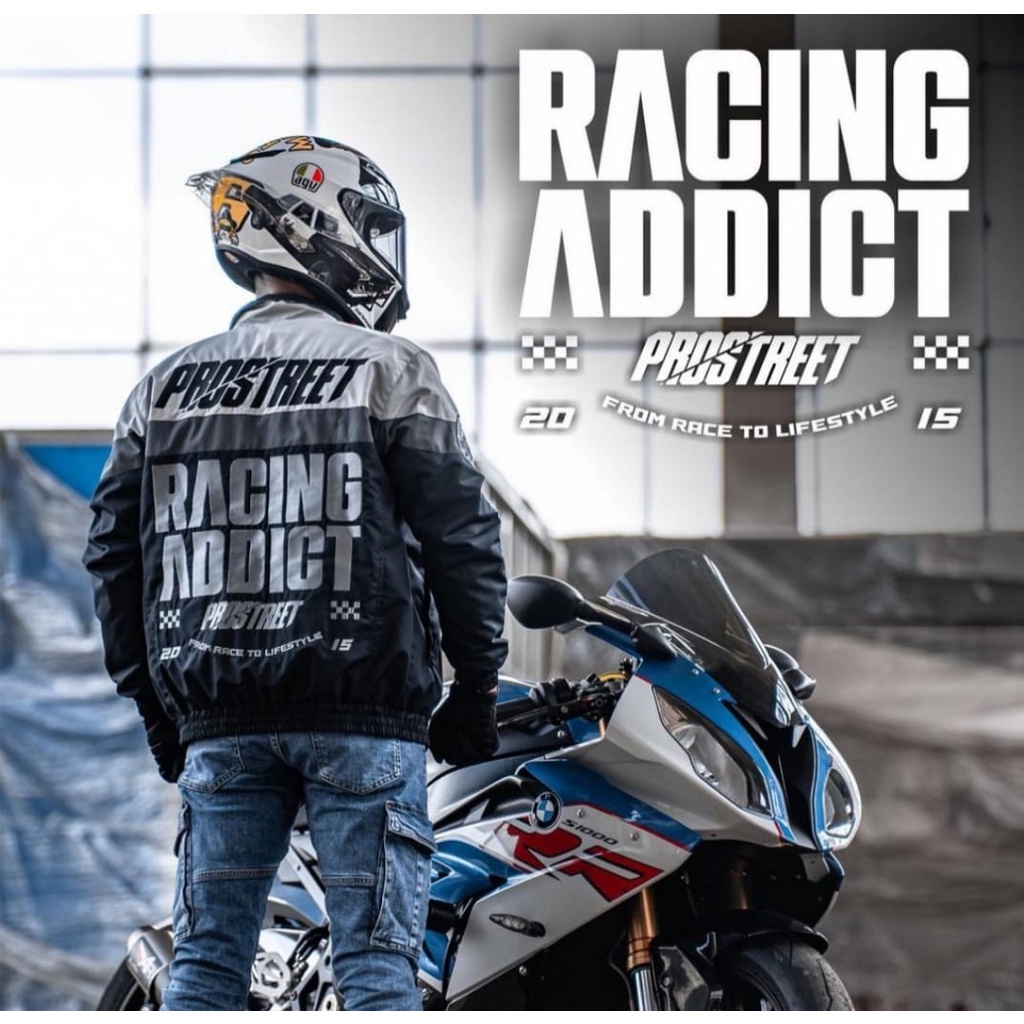 Jaket Racing Addict New Prostreet Jaket Biker Bahan Lotto Tebal