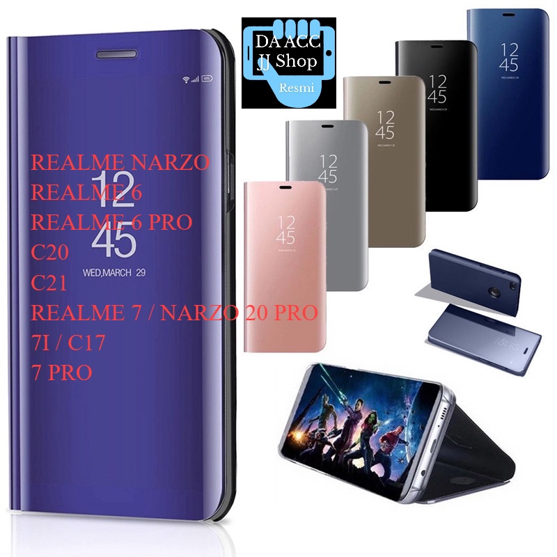 REALME NARZO 6 6PRO C20 C21 REALME 7 7I C17 7PRO  Flip Cover Mirror Standing Case Smart View