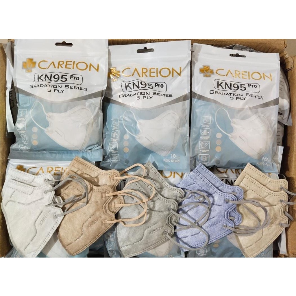 Masker KN95 Pro KN 95 careion Gradation Series Mix Warna Pastel 5ply Isi 10pcs Embos