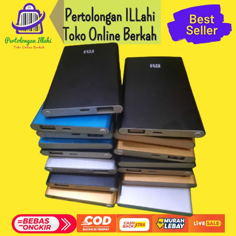 powerbank Xiaomi slim tipis elegan buat charger portable handphone dan lampu/kipas usb kapasitas 5000mah