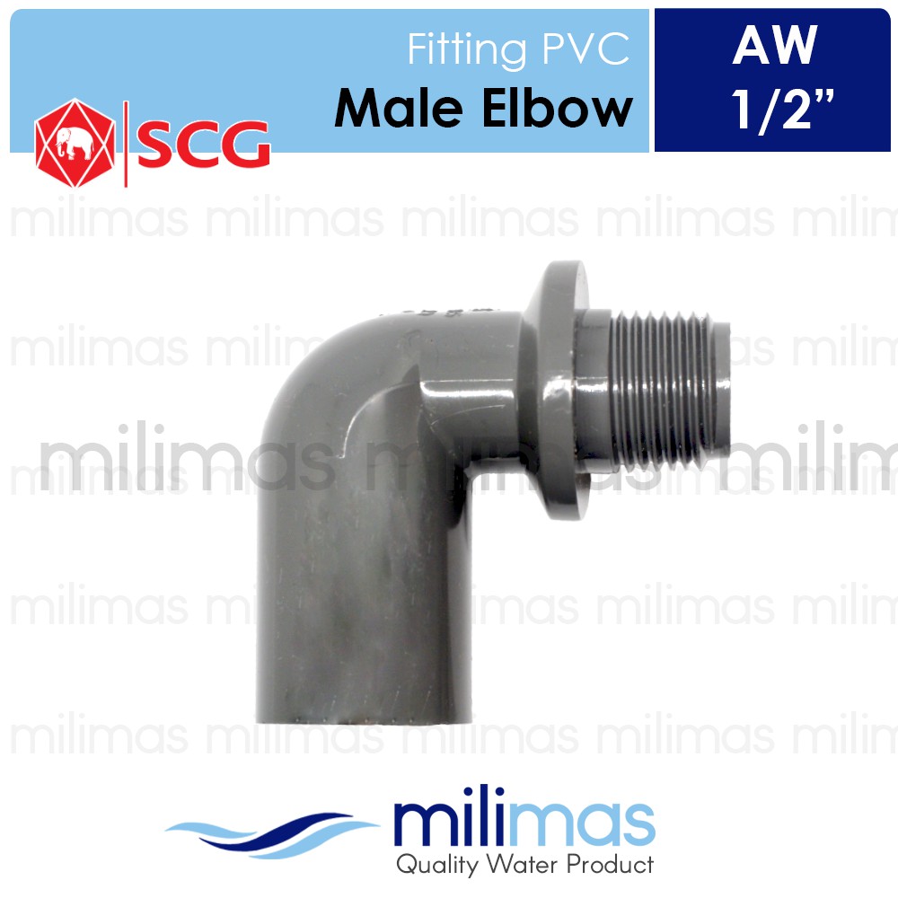 SCG - Male Elbow Uk. 1/2" (0.5 Inch) AW PVC