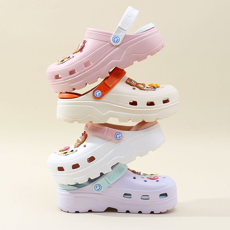 [littlecrab] Sandal Fuji Baim Warna Pastel Lembut Berkualitas Sandal Peninggi Badan Anti Slip Sandal Lubang Motif Eskrim Sandal Eva Anti Air Sandal Unik Lucu Jibbitz Gambar Beruang Lolipop Bunga Ice Cream Cute Sandals Sandal Buaya Korean Style