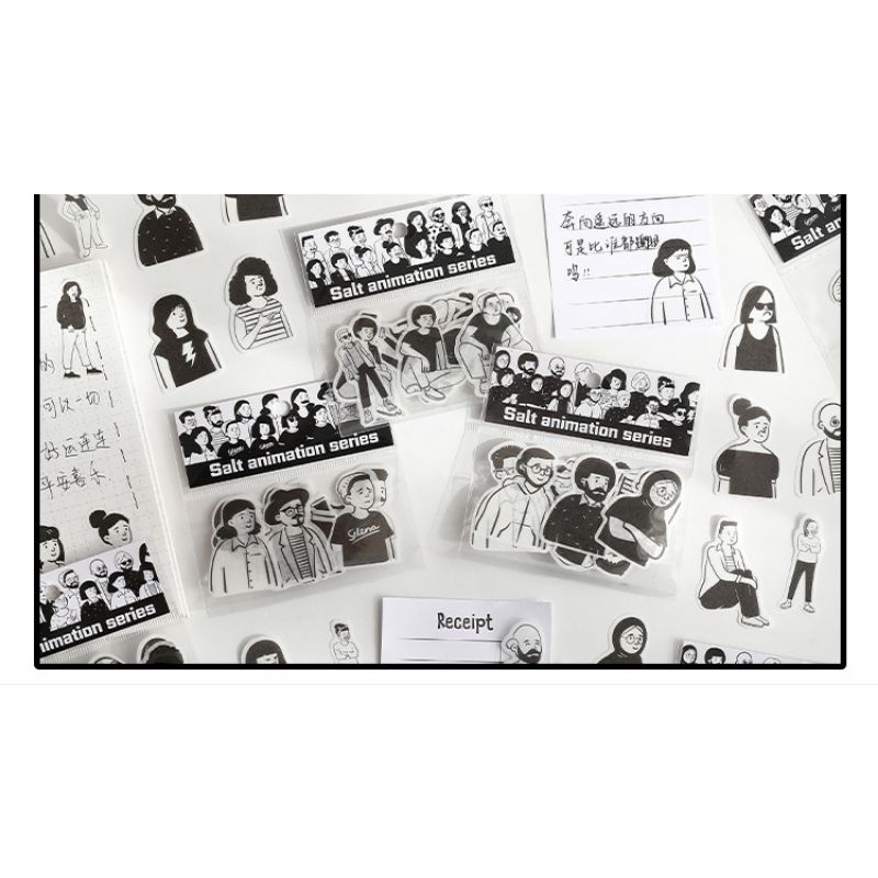 

[TO YOU] 20 PCS Black & White Sait Animation Stickers