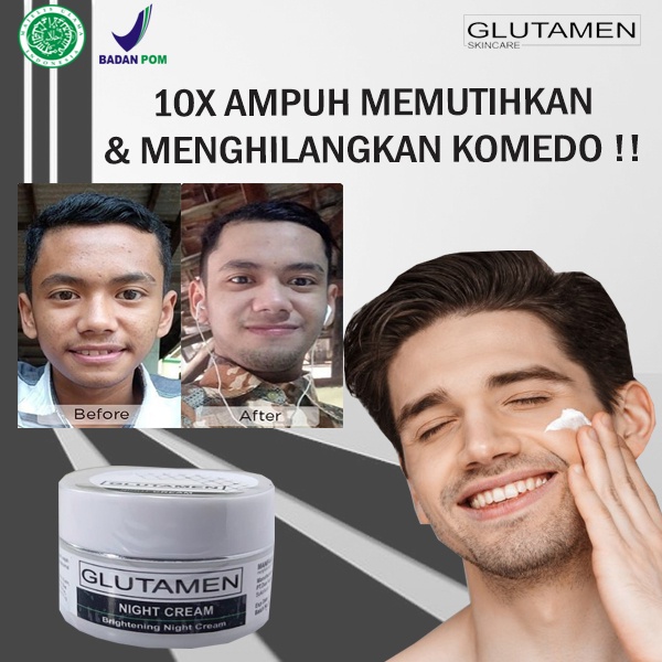 ORIGINAL JAPAN BPOM!! CREAM Glutamen Skincare Malam Cream Pencerah Wajah Kusam Cream Penghilang Kome