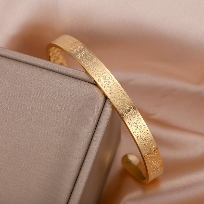 Gelang Bangle Bahan Stainless Steel Warna Emas Untuk Pria Dan Wanita