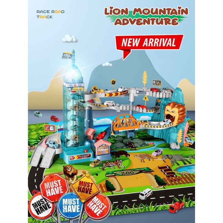 Lion Mountain Adventure pasangan Dino Rail track set