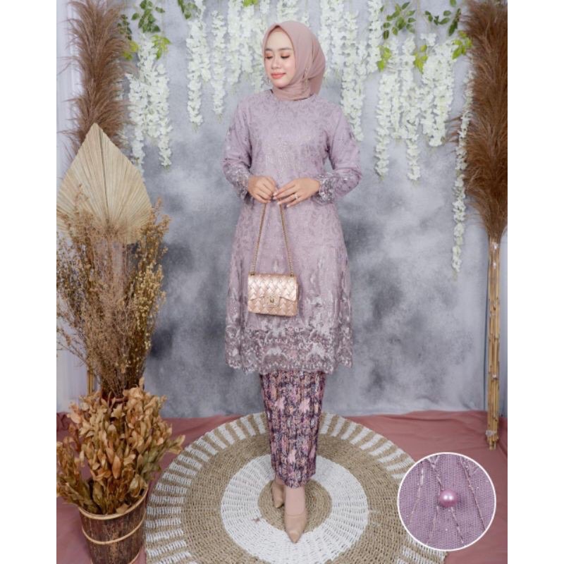 Atasan Kebaya tunik melayu / Kebaya wisuda dan pernikahan / Kebaya tulle brukat Size M L XL XXL