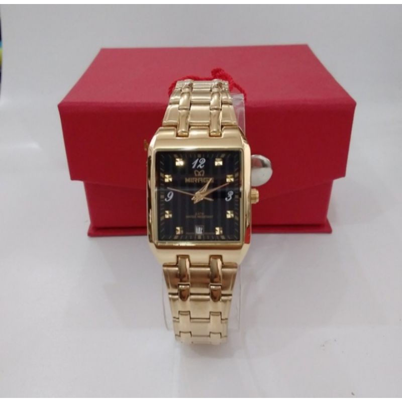 jam tangan wanita;MIRAGE M7716BSP-Msegi gold~ORIGINAL WATER RESISTANT~TGL~STAINLEES