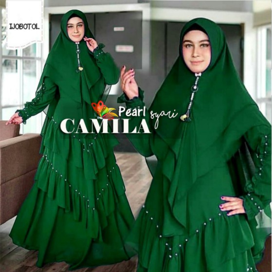 Baju Gamis Wanita Terbaru Model Pesta Kekinian Moscrepe Gamis Syar'i Mayra Lavanya Syar'i Olivegreen