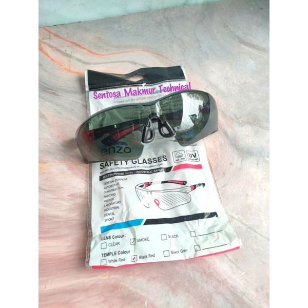 ENZO Kacamata Kaca Mata Las Oval APD Pelindung Safety Glasses Hitam Black