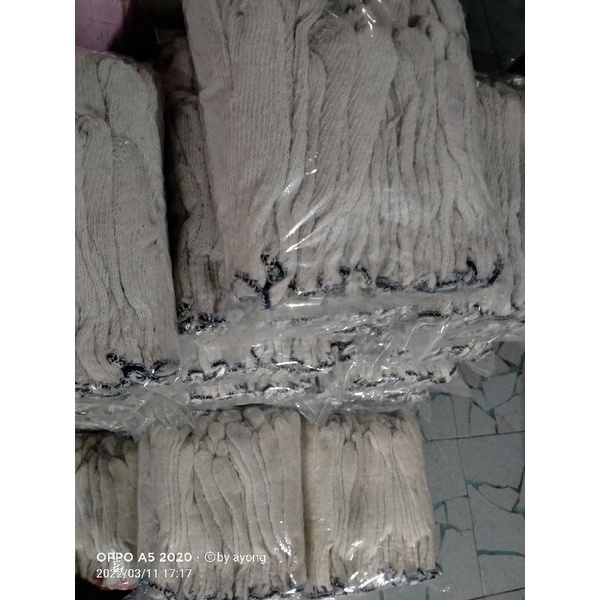 sarung tangan katun rajut second(bekas)biasa,warna putih (12pasang/1lusin/24 pcs)