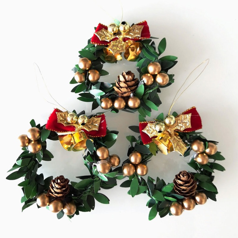 Zzz 5Pcs / Set Miniatur Wreath Bunga Natal Untuk Dekorasi Rumah Boneka