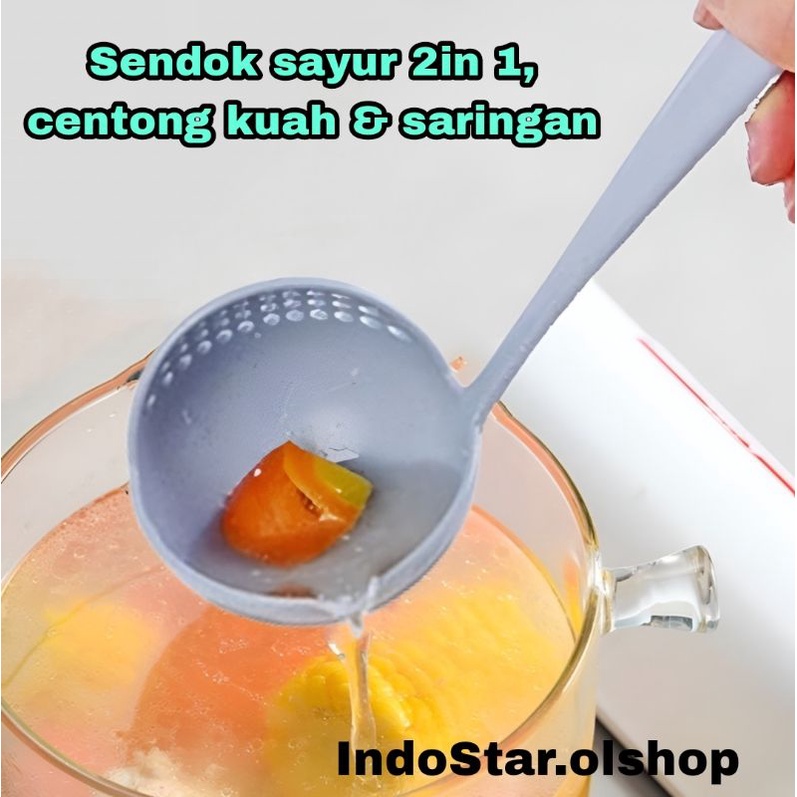 Centong Sayur 2 in 1 Kuah + Saringan / Sendok Sup Baso / Saringan Soup Anti