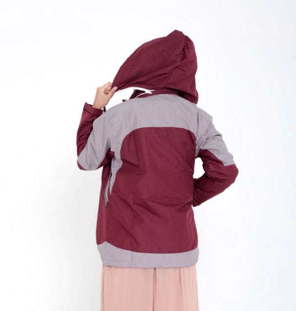 AMZ JACKET Jaket Parasut WANITA Waterproof  Anti Air Angin Jaket Outdoor Gunung Murah Pink navy M XL