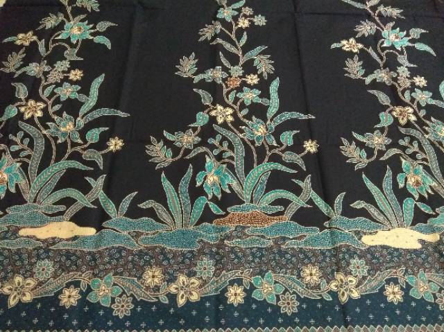 Kain batik jarik hitam manis tanaman rambat warna tosca
