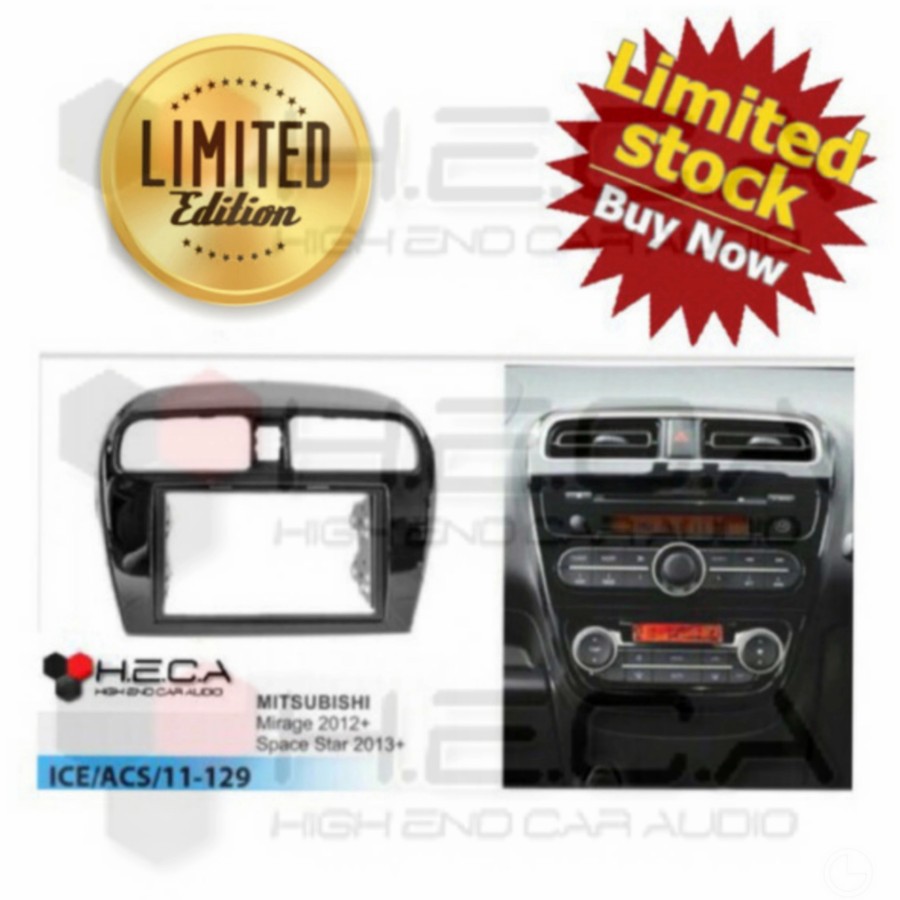 Frame OEM Head Unit Double Din Tape Audio Mobil MITSUBISHI MIRAGE 2012 / 2013