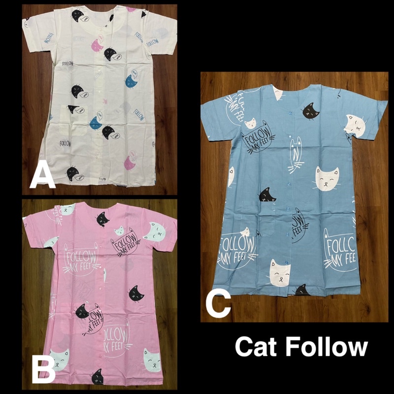 Baju Tidur / Daster Katun Tangan Pendek Full Kancing