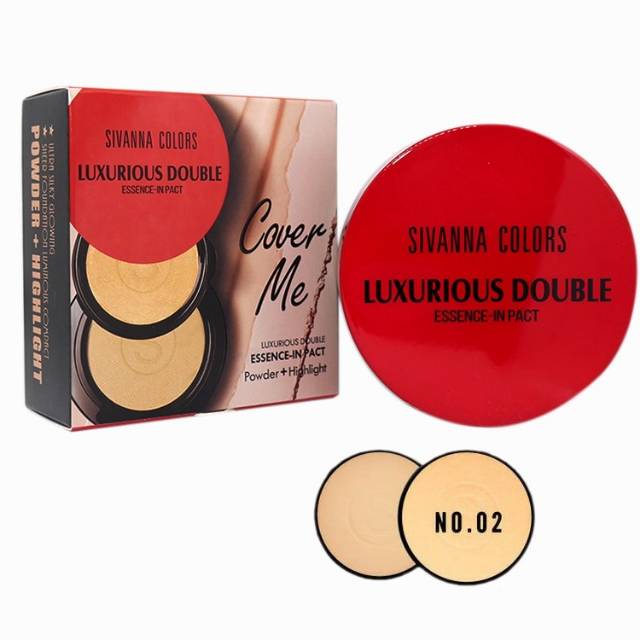 SIVANNA COLORS Cover Me Luxurious Double Essence-in Pact Powder + Highlight #HF6010 Thailand / Bedak