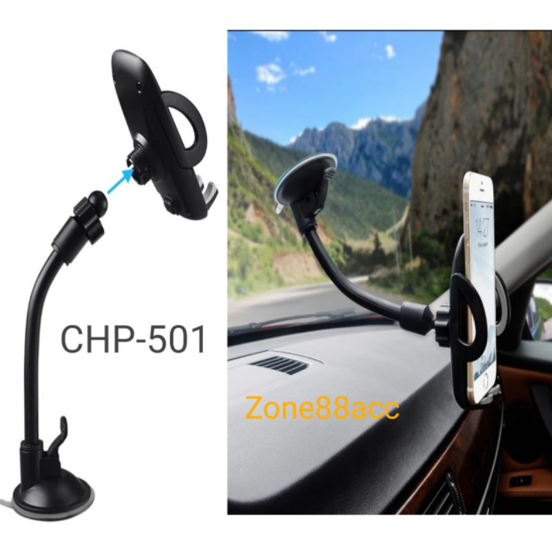 Phone Holder Dudukan Handphone Hp Kaca Mobil Car Dasboard Jepit Universal Standing Pro CHP