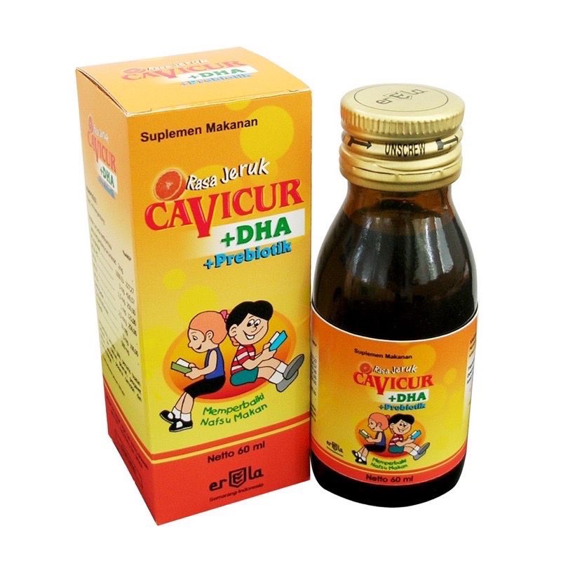 CAVICUR PLUS DHA sirup penambah nafsu makan anak -anak botol 60 ml Rasa Jeruk