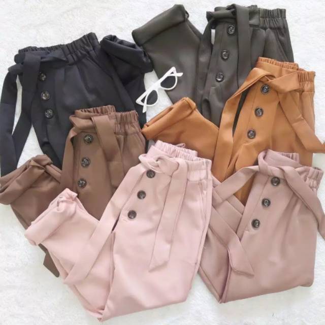 FG BUTTON PANTS JUMBO CELANA WANITA  SCODER TALI