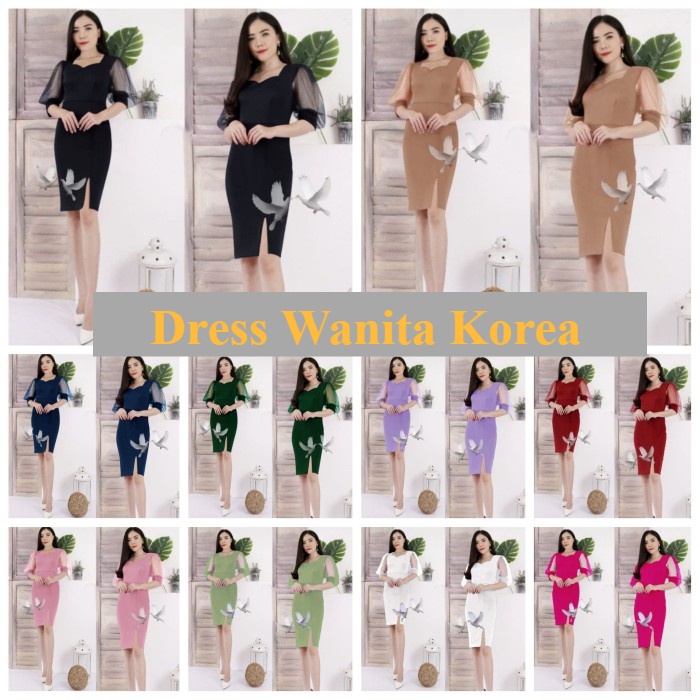Baju Dress Wanita Korea Murah Pesta Tile Scuba Mitha
