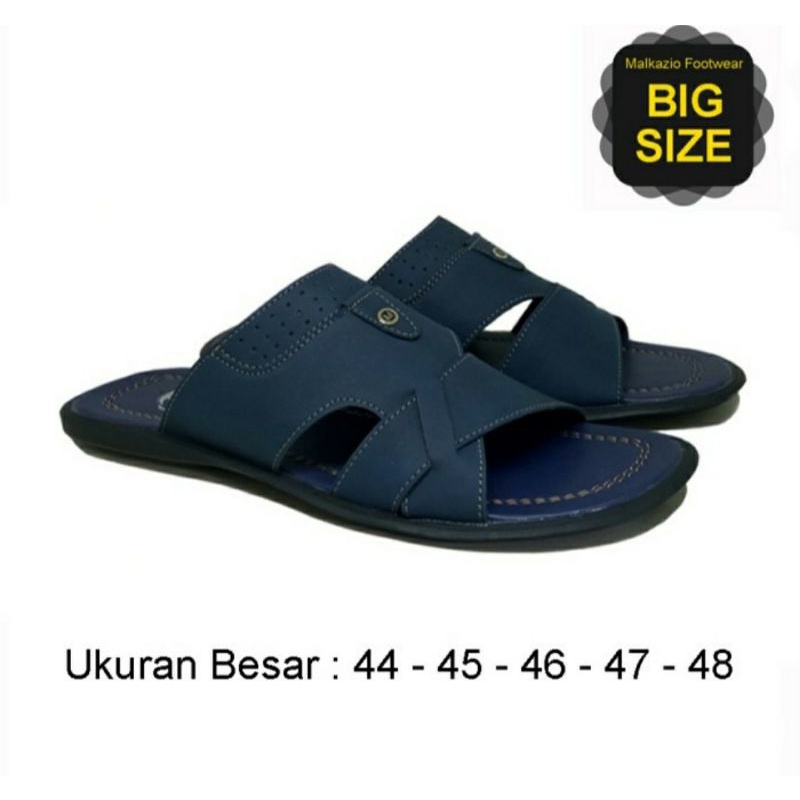 Sandal Slide Pria Kasual Big Size 44 45 46 47 48 / Sendal Slop Bahan KULIT JUMBO, 48