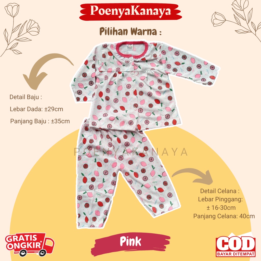 Setelan Baju Bayi Piyama Bayi Panjang Perempuan LEMON Syifana Size 6-18 Bln SPY105