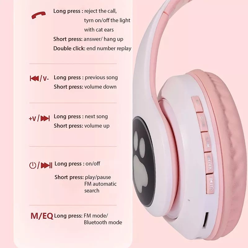 HEADSET / HANDSFREE STN-28 BLUETOOTH5.0 BENTUK TELINGA KUCING